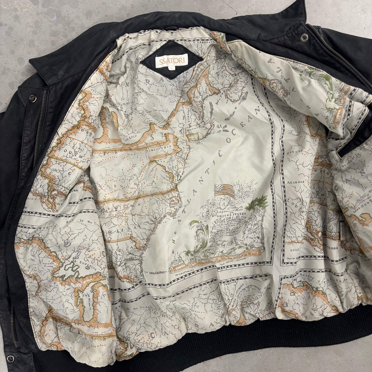 Vintage Black Leather Bomber Jacket