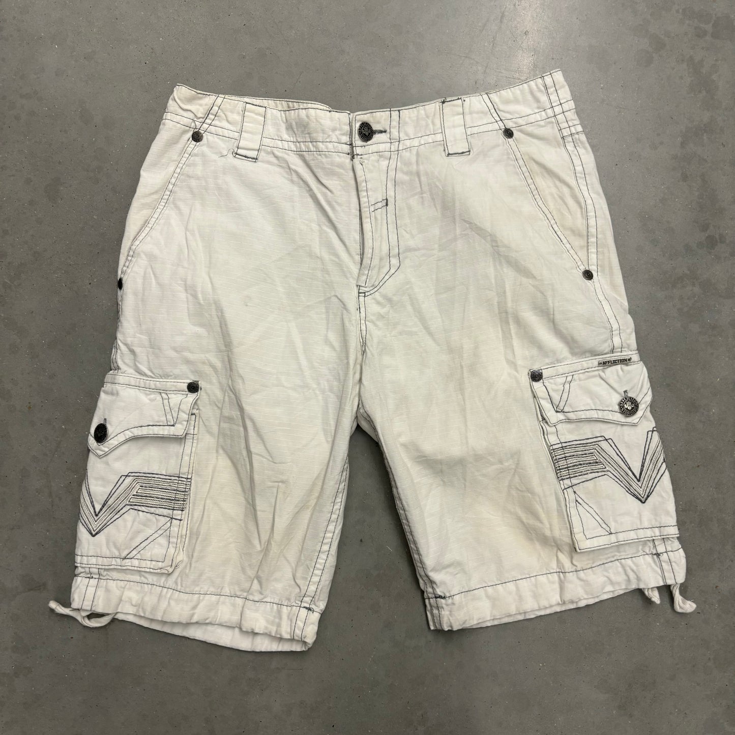 Y2K White Affliction Cargo Shorts