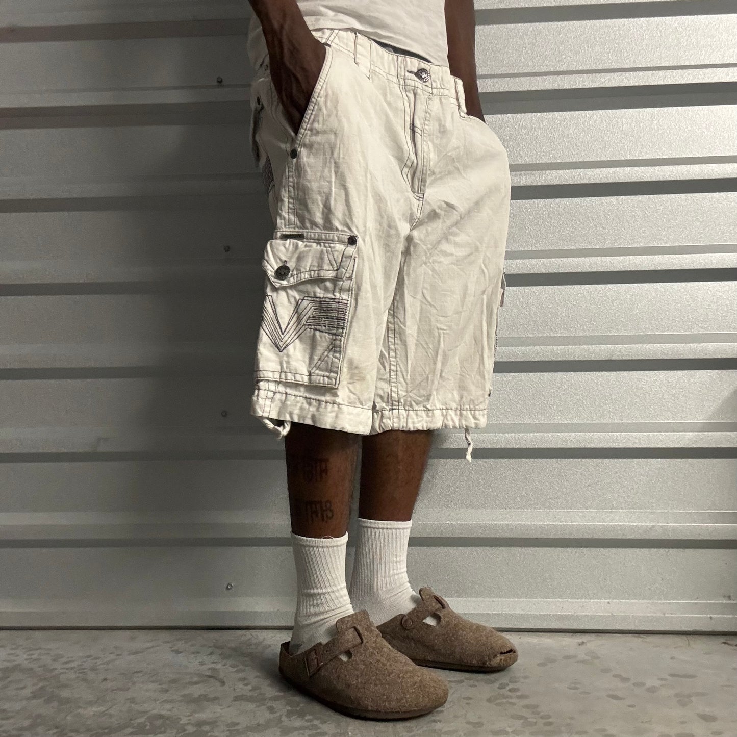 Y2K White Affliction Cargo Shorts