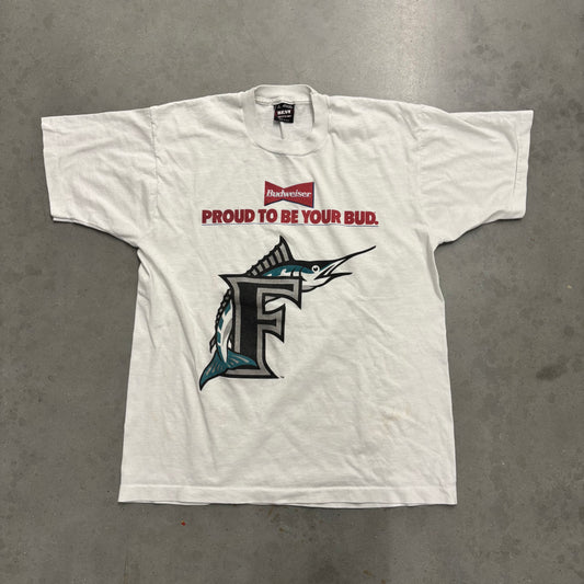 Vintage 90s Budweiser Florida Marlins Tee