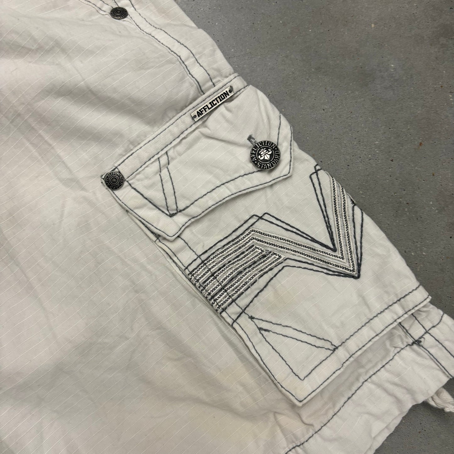 Y2K White Affliction Cargo Shorts