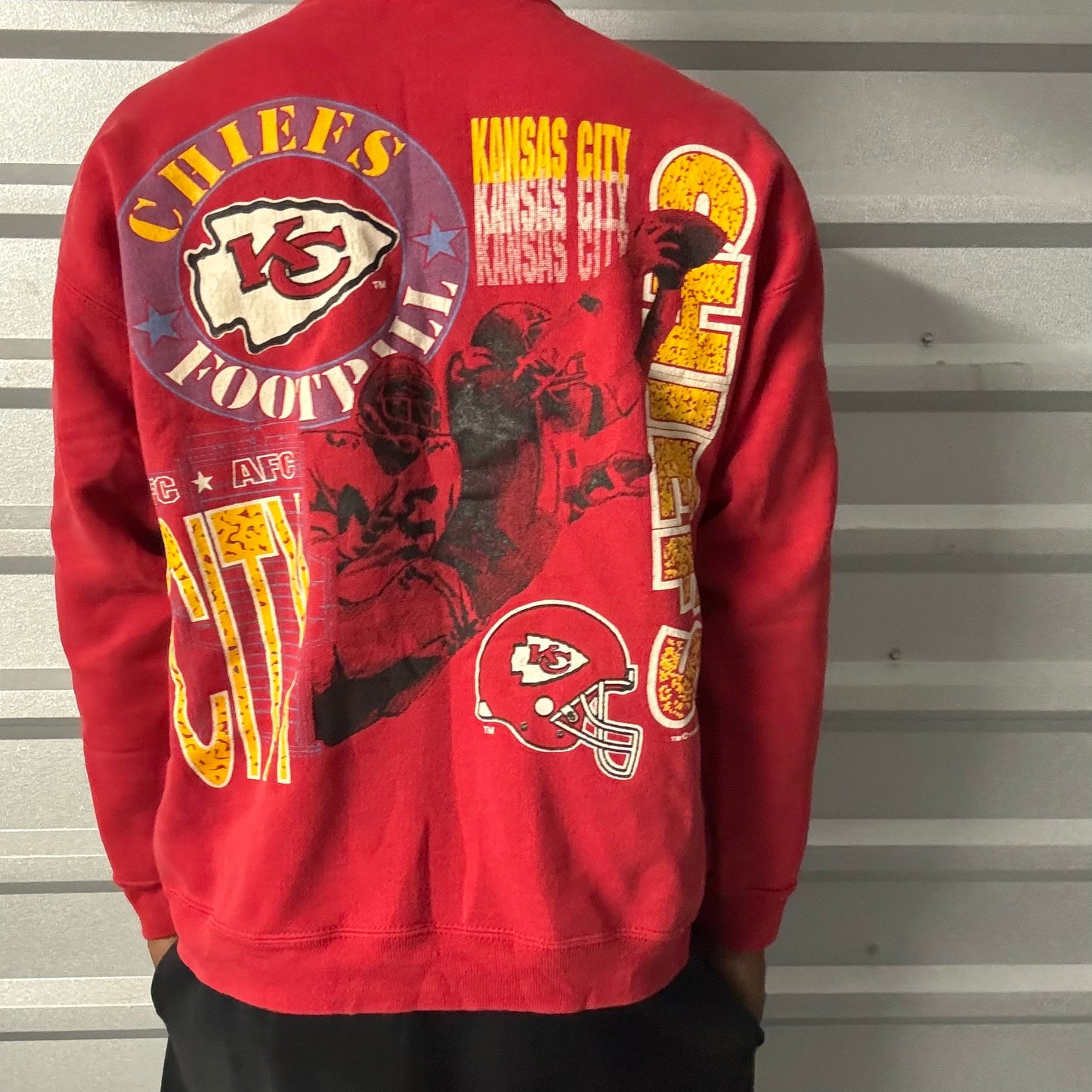 Vintage 90s’ Kansas City Chiefs AOP Crewneck