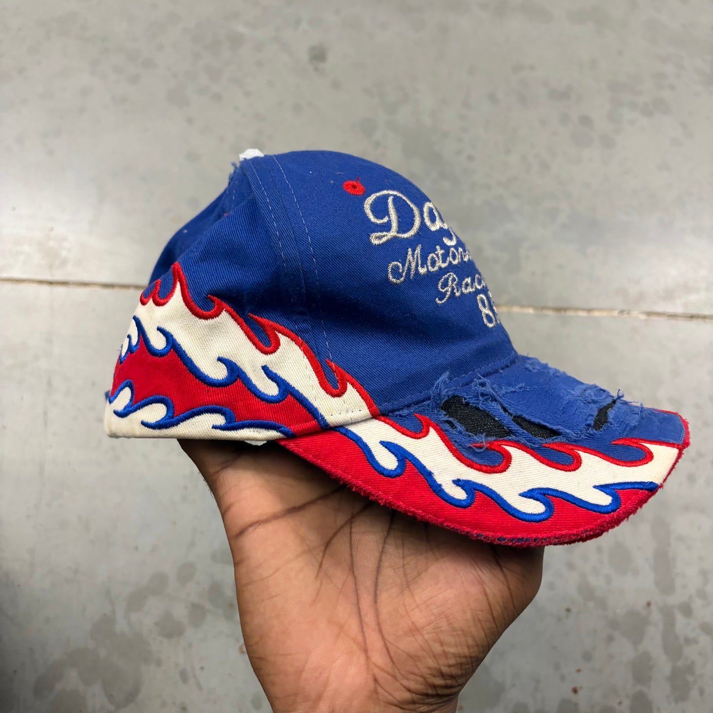 Vintage 80s Dafoe Moto Racing Flame Hat