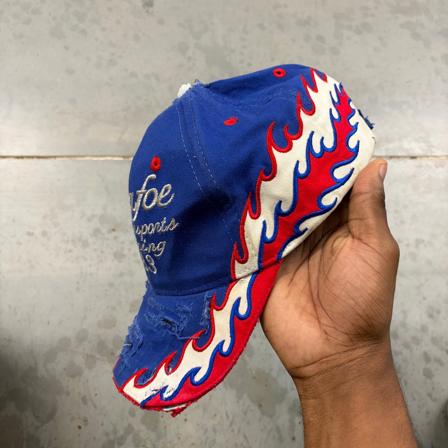 Vintage 80s Dafoe Moto Racing Flame Hat