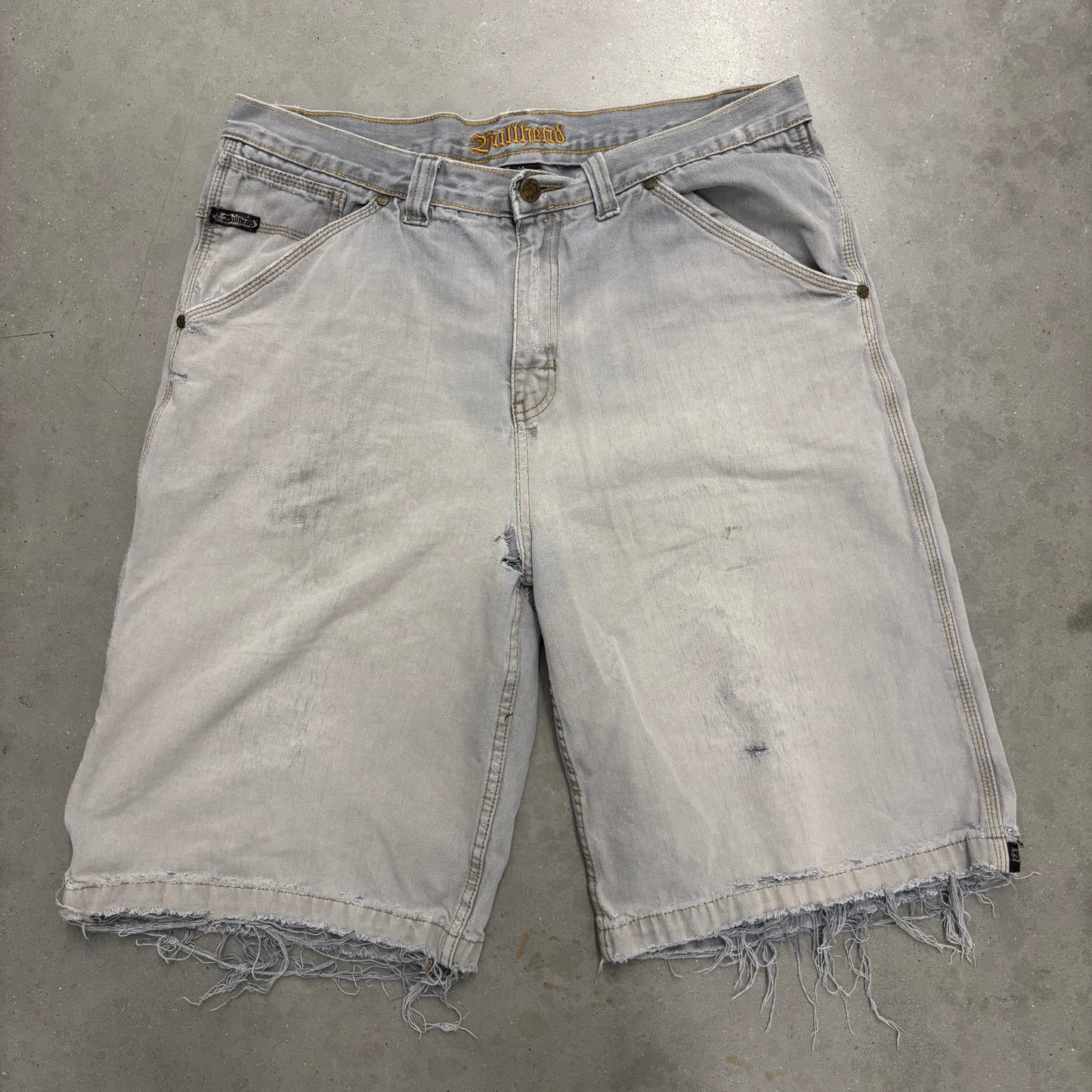 Y2K Bullhead Grey Faded Distressed Jorts