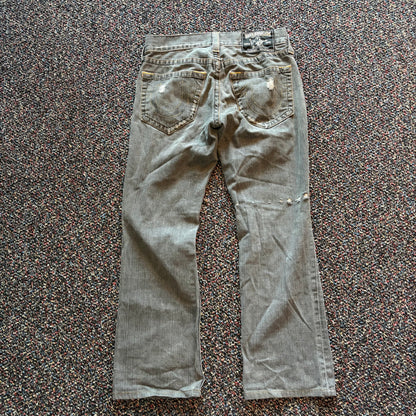Y2K True Religion Grey Bobby Cut Distressed Denim