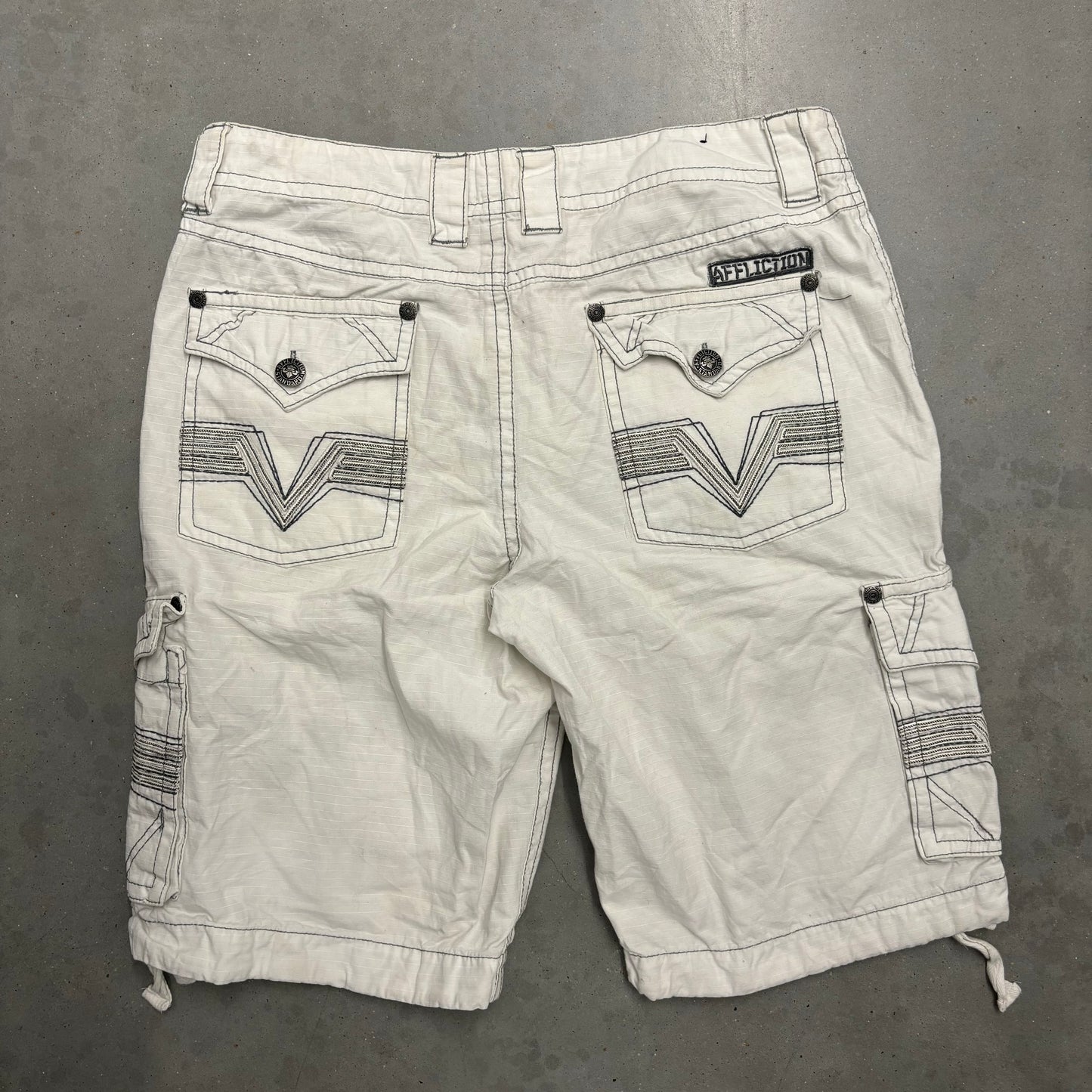 Y2K White Affliction Cargo Shorts