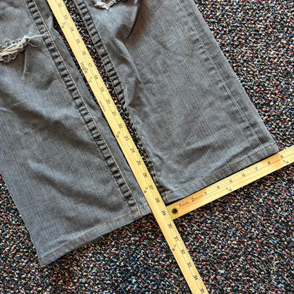 Y2K True Religion Grey Bobby Cut Distressed Denim